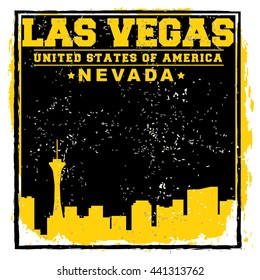 Las Vegas City concept. Logo. Label. T-shirt design. LV. Creative poster design.