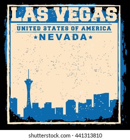 Las Vegas City concept. Logo. Label. T-shirt design. LV. Creative poster design.