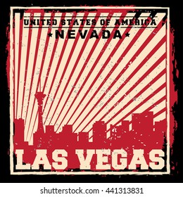 Las Vegas City concept. Logo. Label. T-shirt design. LV. Creative poster design.