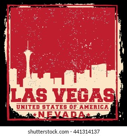 Las Vegas City concept. Logo. Label. T-shirt design. LV. Creative poster design.