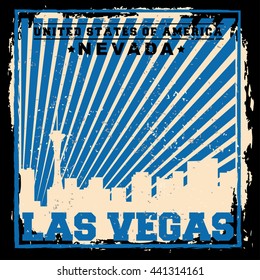 Las Vegas City concept. Logo. Label. T-shirt design. LV. Creative poster design.