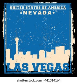 Las Vegas City concept. Logo. Label. T-shirt design. LV. Creative poster design.