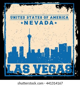 Las Vegas City concept. Logo. Label. T-shirt design. LV. Creative poster design.