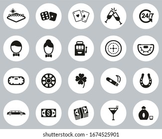 Las Vegas City & Culture Icons Black & White Flat Design Circle Set Big