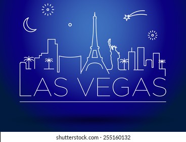 Las Vegas City Line Silhouette Typographic Design