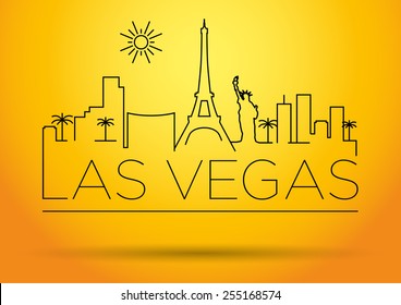 Las Vegas City Line Silhouette Typographic Design