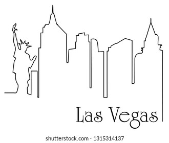 Las Vegas city one line drawing abstract background with cityscape