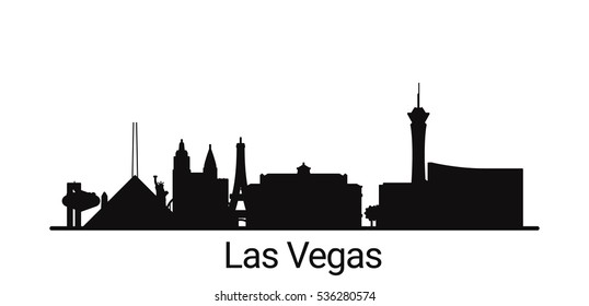 Las Vegas city outline skyline. All Las Vegas buildings - customizable objects, so you can simple change skyline composition. Minimal design.
