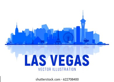 Las Vegas city silhouette skyline on whithe background. Vector Illustration. Business travel and tourism concept with modern buildings. Image for banner or web site