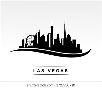 Las Vegas City Skyline Schwarzer Silhouette Hintergrund, Vektor-Abbildung