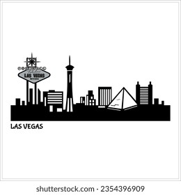 Las Vegas City Skyline black and white vector