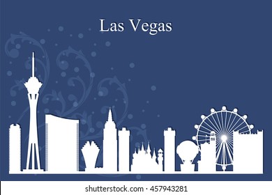 Las Vegas city skyline silhouette on blue background, vector illustration