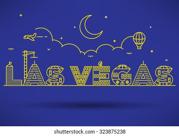 Las Vegas City Typography Design with Building Letters
