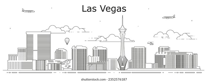 Las Vegas cityscape line art vector illustration