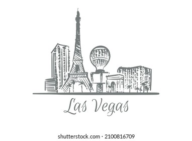 Las Vegas cityscape sketch hand drawn 