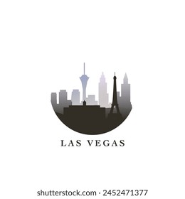 Las Vegas Stadtbild, Vektorgrafik-Gradienten-Abzeichen, flaches Skyline-Logo, Symbol. USA, Nevada State City runde Emblem Idee mit Wahrzeichen und Bausilhouetten. Isolierte abstrakte Grafik