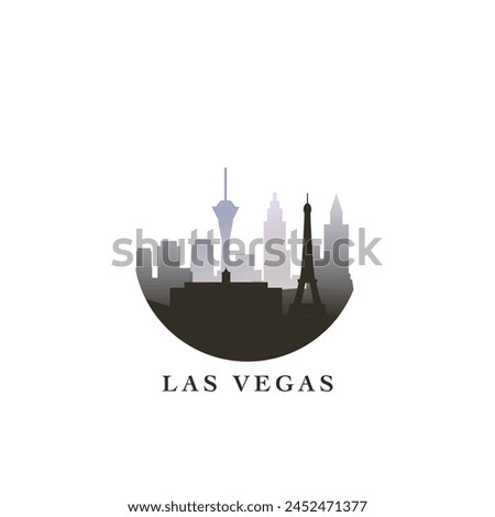 Las Vegas cityscape, vector gradient badge, flat skyline logo, icon. USA, Nevada state city round emblem idea with landmarks and building silhouettes. Isolated abstract graphic