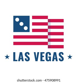 Las vegas with dice, city in the United States for gambling. Flat vector icon design illustration, banner on white background. Can be used for theme about tourism.