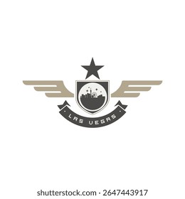 Las Vegas emblem with wings and star