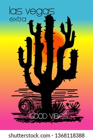 las vegas extra good vibes,t-shirt design cactus vector illustration