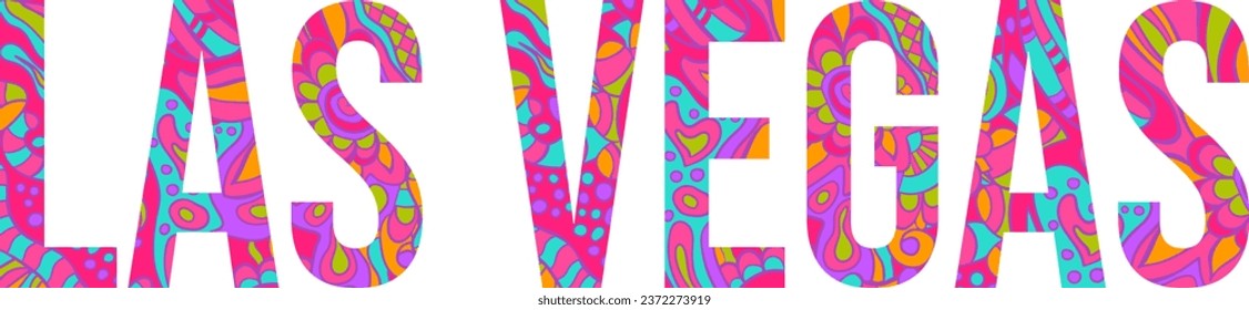 Las Vegas fancy city name. Abstract multicolor pattern text