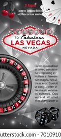 Las Vegas Flyer In Black, Red And White Colors.