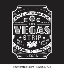 Las Vegas game illustration, tee shirt graphics, vectors, typography