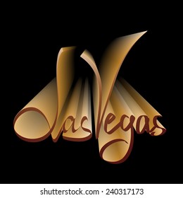 Las Vegas gold retro lettering. Vector illustration.