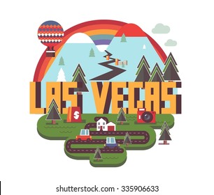 Las Vegas great destination to visit, vector cartoon