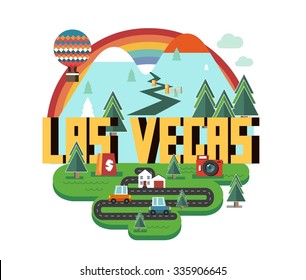 Las Vegas great destination to visit, vector cartoon
