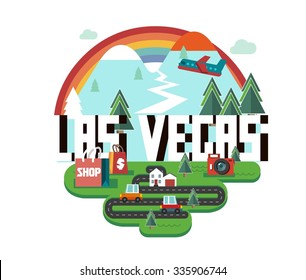 Las Vegas great destination to visit, vector cartoon