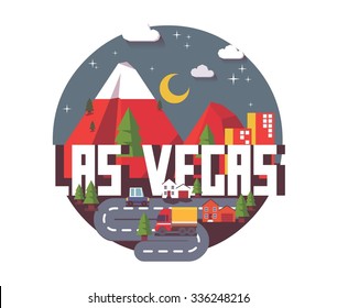 Las Vegas great destination to visit, vector cartoon