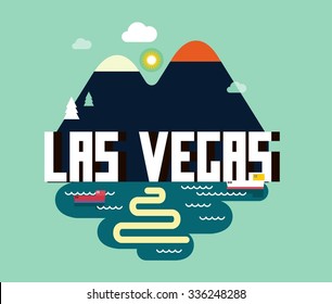 Las Vegas great destination to visit, vector cartoon