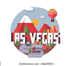 Las Vegas great destination to visit, vector cartoon