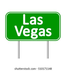 Las Vegas green road sign isolated on white background