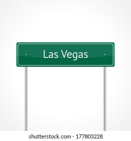 Las Vegas green traffic sign isolated on white background