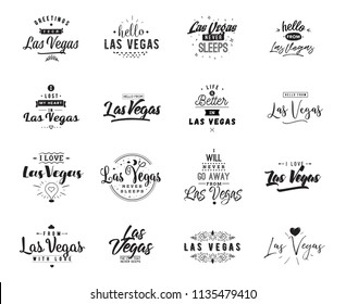 Las Vegas. Greeting cards, vector design. Isolated logos. Typography set.