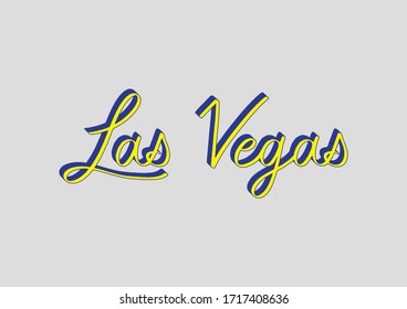 Las Vegas hand lettering with 3d isometric effect on gray background.