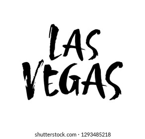 Las Vegas hand-lettering ink calligraphy. Hand drawn brush calligraphy. City lettering design. Vector illustration.