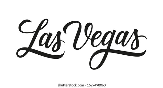 Las Vegas handwritten inscription. Las Vegas city name hand drawn lettering isolated on white background. Calligraphic element for your design. Vector illustration.