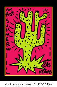 las vegas hot summer cactus,t-shirt design vector illustration