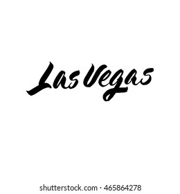 Las Vegas, ink hand lettering. Modern brush calligraphy. Handwritten phrase. 