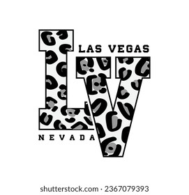 Las Vegas leopard pattern vintage typography. Vector illustration design for slogan tee, t shirt, fashion graphic, print, sweatshirt.