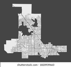 Las Vegas Map. Detailed Map Of Las Vegas City Administrative Area. Cityscape Panorama. Royalty Free Vector Illustration. Outline Map With Highways, Streets, Rivers. Tourist Decorative Street Map.