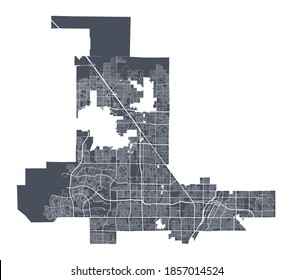 Las Vegas Karte. Detaillierte Vektorgrafik von Las Vegas Stadtverwaltung. Stadtbild Poster metropolitan aria view. Dunkles Land mit weißen Straßen, Straßen und Alleen. Weißer Hintergrund.