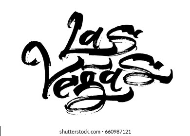 Las Vegas. Modern Calligraphy Hand Lettering for Serigraphy Print.