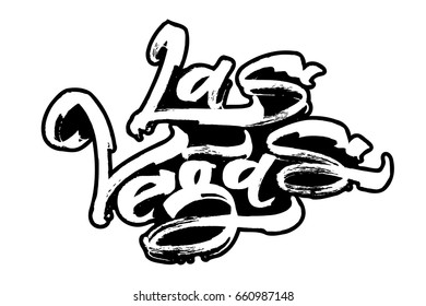 Las Vegas. Modern Calligraphy Hand Lettering for Serigraphy Print.