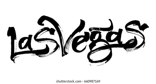 Las Vegas. Modern Calligraphy Hand Lettering for Serigraphy Print.