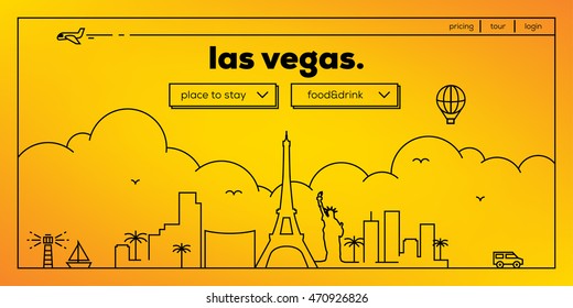 Las Vegas Modern Web Banner Design with Vector Linear Skyline