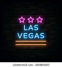 Las vegas neon signs vector. Design template neon style